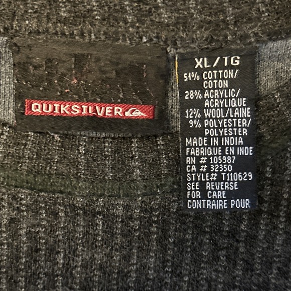 VTG Quiksilver Knit Crewneck Sweater Wool Blend XL Surf Skateboard 90s‎ Y2K - Picture 3 of 8